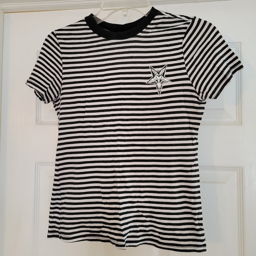 Blackcraft striped pentagram goth shirt